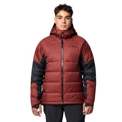 Columbia Winter Ski Jacket Roaring Fork Down Jacket (waterproof, Omni-Heat Infinity) dark red/black men's