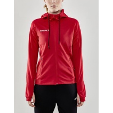 Craft Training Jacket Evolve Hood - durable mid-layer hooded jacket made of stretch material - red Women