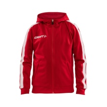 Craft Hoodie Fullzip Pro Control red/white Boys