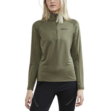 Craft Sport Long Sleeve Shirt CORE Gain (Midlayer, Half-Zip) khaki green Ladies