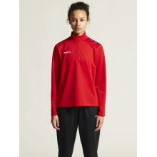 Craft Sport Long Sleeve Shirt Squad Go Halfzip (Stand-up Collar, 100% Recycled Polyester) Red Ladies