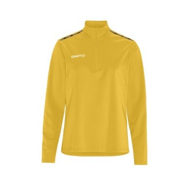 Craft Sport Long Sleeve Shirt Squad Go Halfzip (Stand-up Collar, 100% Recycled Polyester) Yellow Ladies