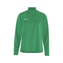 Craft Sport Long Sleeve Shirt Squad Go Halfzip (Stand-up Collar, 100% Recycled Polyester) Green Ladies