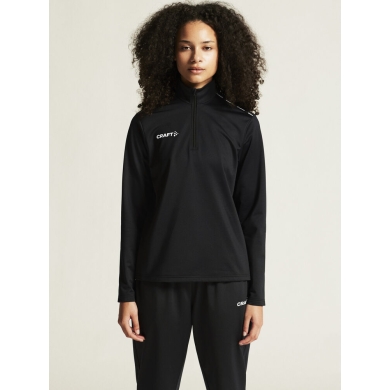 Craft Sport Long Sleeve Shirt Squad Go Halfzip (Stand-up Collar, 100% Recycled Polyester) Black Ladies