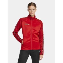 Craft Sport Training Jacket Squad 2.0 Full Zip (with side pockets, elastic functional material) red Women