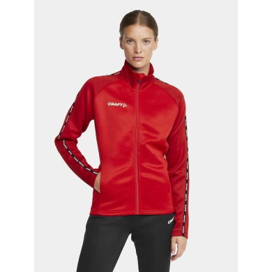 Craft Sport Training Jacket Squad 2.0 Full Zip (with side pockets, elastic functional material) red Women