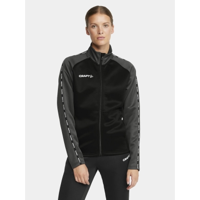 Craft Sport Training Jacket Squad 2.0 Full Zip (with side pockets, elastic functional material) black/gray Women