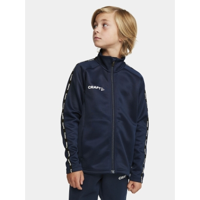 Craft Sport Training Jacket Squad 2.0 Full Zip (with side pockets, elastic functional material) navy blue Children