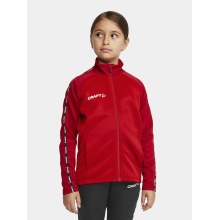 Craft Sport Training Jacket Squad 2.0 Full Zip (with side pockets, elastic functional material) red Kids