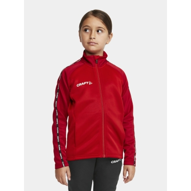 Craft Sport Training Jacket Squad 2.0 Full Zip (with side pockets, elastic functional material) red Kids