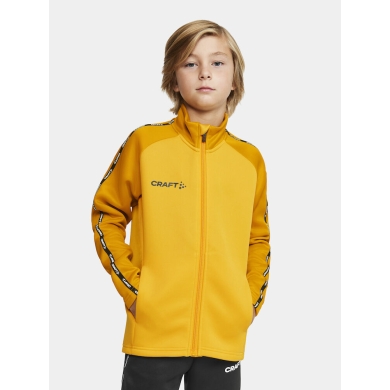 Craft Sport Training Jacket Squad 2.0 Full Zip (with side pockets, elastic functional material) yellow Children