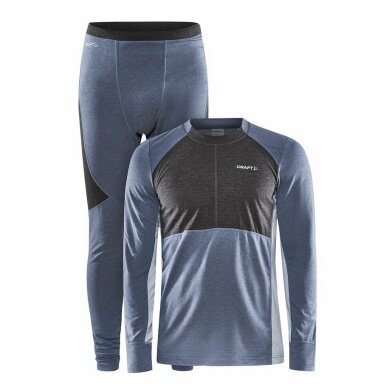 Craft Functional Underwear Set CORE Wool Mix (Long Sleeve Shirt + Long Pants) blue/gray Men