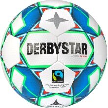 Derbystar Football Gamma S-Light (ideal for young children, under-12 and under-11, 290-300g) white/blue/green - 1 ball