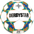 Derbystar Football Atmos Light AG (ideal for E and D youth, artificial grass ball, 350g) white/blue/orange - 1 ball