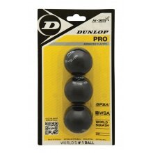 Dunlop Squashball Pro (2 yellow dots, speed very slow) black blister packaging - 3 balls