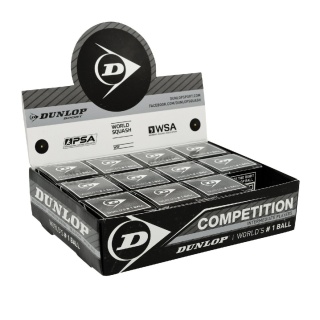 Dunlop Squashball Competition (1 yellow dot, slow speed) black - 12 balls in box