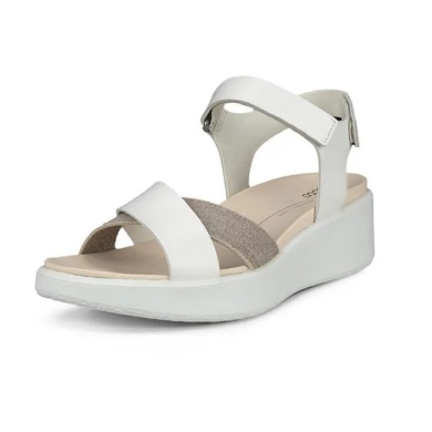 ECCO Flowt Sandal (Full Grain and Nubuck Leather) White Ladies