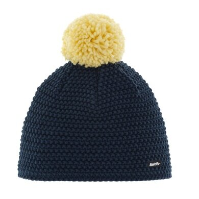 Eisbär Winter hat Jamie with pompom (pompon) Merino wool dark blue/yellow