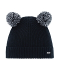 Polar Bear Winter Hat (Pom Pom) Ponti - with wool pom pom as ears - dark blue - Children