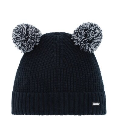 Polar Bear Winter Hat (Pom Pom) Ponti - with wool pom pom as ears - dark blue - Children