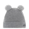 Polar Bear Winter Hat (Pom Pom) Ponti - with Wool Pom Pom Ears - Light Grey - Children