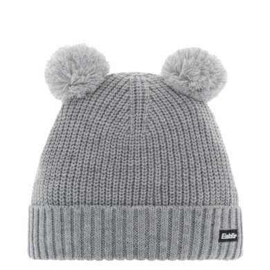 Polar Bear Winter Hat (Pom Pom) Ponti - with Wool Pom Pom Ears - Light Grey - Children