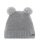 Polar Bear Winter Hat (Pom Pom) Ponti - with Wool Pom Pom Ears - Light Grey - Children