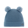 Polar Bear Winter Hat (Pom Pom) Ponti - with wool pom pom as ears - steel blue - Children