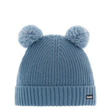 Polar Bear Winter Hat (Pom Pom) Ponti - with wool pom pom as ears - steel blue - Children