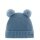 Polar Bear Winter Hat (Pom Pom) Ponti - with wool pom pom as ears - steel blue - Children