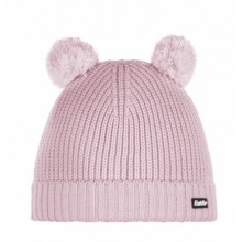 Polar Bear Winter Hat (Pom Pom) Ponti - with Wool Pom Pom Ears - Pink - Children