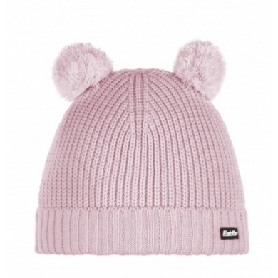 Polar Bear Winter Hat (Pom Pom) Ponti - with Wool Pom Pom Ears - Pink - Children