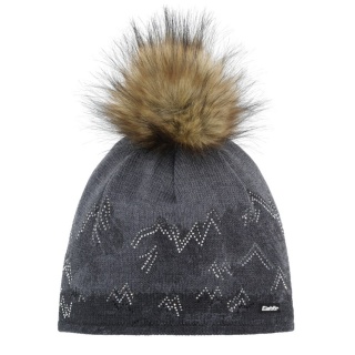 Eisbär Winter Hat (Pom Pom) Draw Lux Crystal Black/Anthracite Grey Ladies