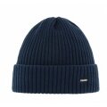 Polar Bear Winter Beanie Hat Ribbed Dark Blue Men