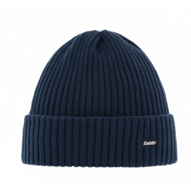 Polar Bear Winter Beanie Hat Ribbed Dark Blue Men