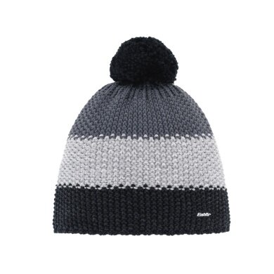 Polar Bear Winter Hat Star with Pom Pom grey/black - 1 piece