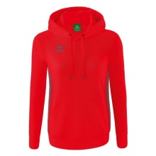 Erima Hooded Sweatshirt Essential Team (soft cotton, ribbed cuffs) red/grey Women