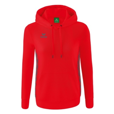 Erima Hooded Sweatshirt Essential Team (soft cotton, ribbed cuffs) red/grey Women