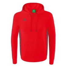 Erima Hooded Sweatshirt Essential Team Hooded Sweat (soft cotton, ribbed cuffs) red/grey Boys