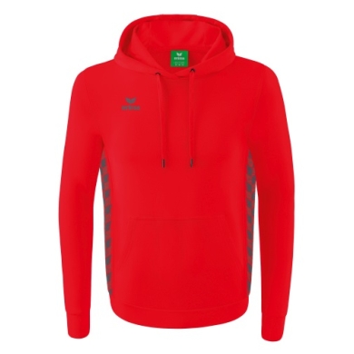 Erima Hooded Sweatshirt Essential Team Hooded Sweat (soft cotton, ribbed cuffs) red/grey Boys