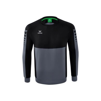 Erima Sport Long Sleeve Six Wings Sweatshirt (Cotton Blend, Functional) Grey/Black Men