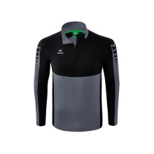 Erima Sport Long Sleeve Six Wings Training Top (100% Polyester, Stand-up Collar, 1/2 Zip) Grey/Black Boys