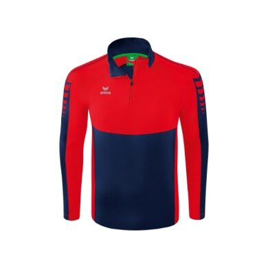 Erima Sport Long Sleeve Six Wings Training Top (100% Polyester, Stand-up Collar, 1/2 Zip) Navy Blue/Red Men