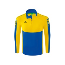 Erima Sport Long Sleeve Six Wings Training Top (100% Polyester, Stand-up Collar, 1/2 Zip) Navy Blue/Yellow Men