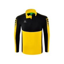 Erima Sport Long Sleeve Six Wings Training Top (100% Polyester, Stand-up Collar, 1/2 Zip) Yellow/Black Men