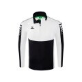 Erima Sport Long Sleeve Six Wings Training Top (100% Polyester, Stand-up Collar, 1/2 Zip) Black/White Men