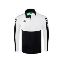 Erima Sport Long Sleeve Six Wings Training Top (100% Polyester, Stand-up Collar, 1/2 Zip) Black/White Boys