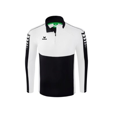 Erima Sport Long Sleeve Six Wings Training Top (100% Polyester, Stand-up Collar, 1/2 Zip) Black/White Men