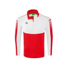 Erima Sport Long Sleeve Six Wings Training Top (100% Polyester, Stand-up Collar, 1/2 Zip) Red/White Men