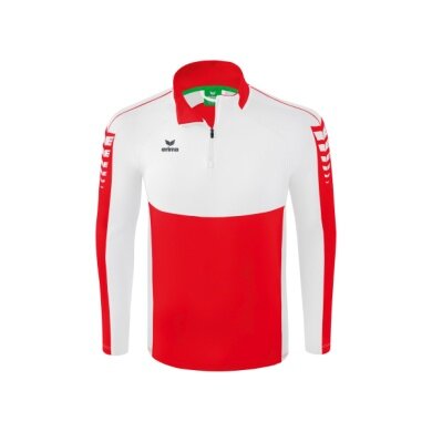 Erima Sport Long Sleeve Six Wings Training Top (100% Polyester, Stand-up Collar, 1/2 Zip) Red/White Boys